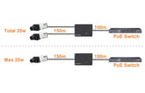 Provision Extensor PoE de 1 a 2 canales (repetidor) Divida 1 CH PoE en 2CH y extienda la señal PoE 150 metros más. Diseñ