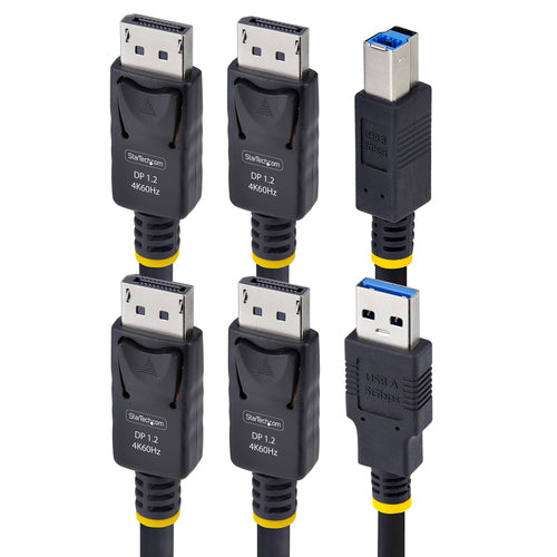 StarTech.com Cable KVM DisplayPort de Doble Pantalla con USB 5Gbps de 1,8m - 4K 60Hz - DP 1.2 - Cable para Conmutador KV