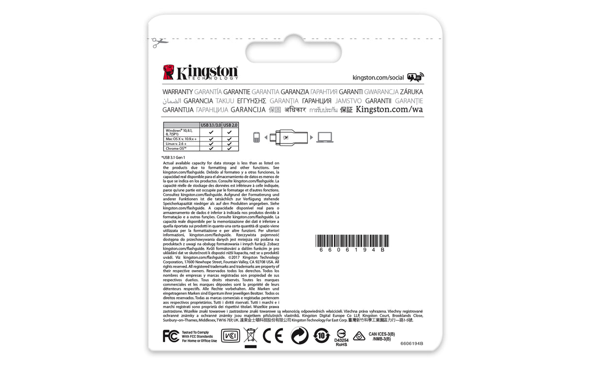 Kingston Technology MobileLite Duo 3C lector de tarjetas 10 Mbit/s Azul, Plata Si 18 mm