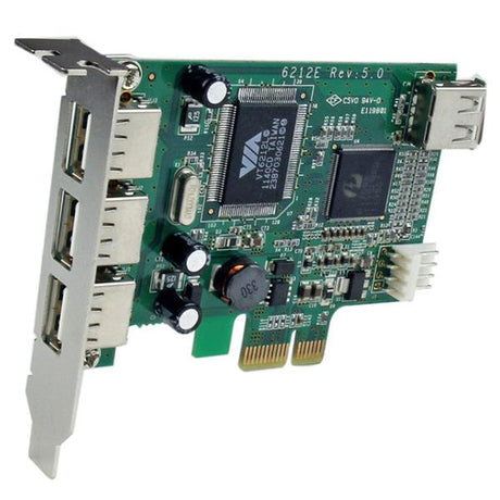 StarTech.com Adaptador Tarjeta PCI Express Perfil Bajo USB 2.0 Alta Velocidad - 3 Externos y 1 Interno Tarjetas y adapta