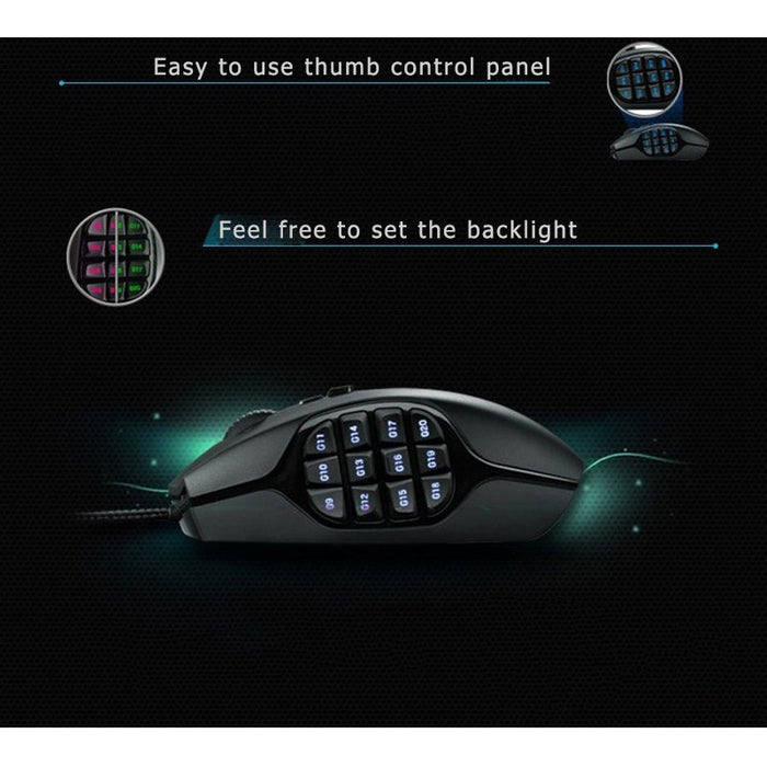 Mouse Gamer Ergonómico Logitech G600, Gaming MMO Alámbrico, 8200 DPI, Negro - 910-003879