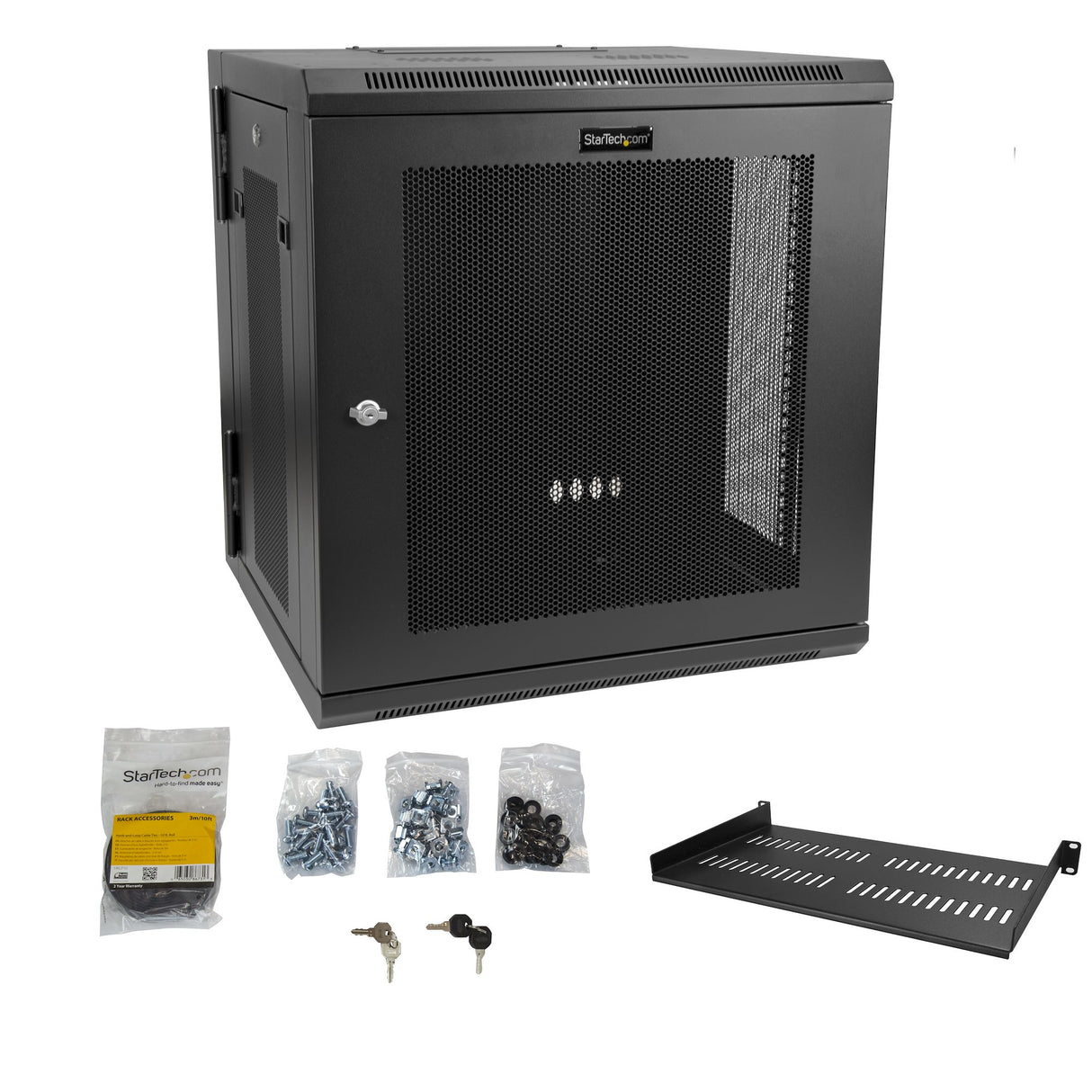 StarTech.com Armario Rack de Pared para Servidores 12U 19" 4 Columnas y Estante 1U - Rack de Servidores de Montaje