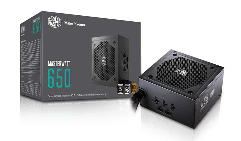 Fuente de Poder Cooler Master MasterWatt 650W ATX 12V 80 Plus Bronze Semi Modular 20+4 pin Fan 120mm Negro