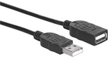 Manhattan Cable alargador USB-A a USB-A, 1 m, macho a hembra, 480 Mbps (USB 2.0), negro, garantía de por vida, equivalente a USBEXTAA3BK Cable USB 2.0 USB A USB A Macho/Hembra