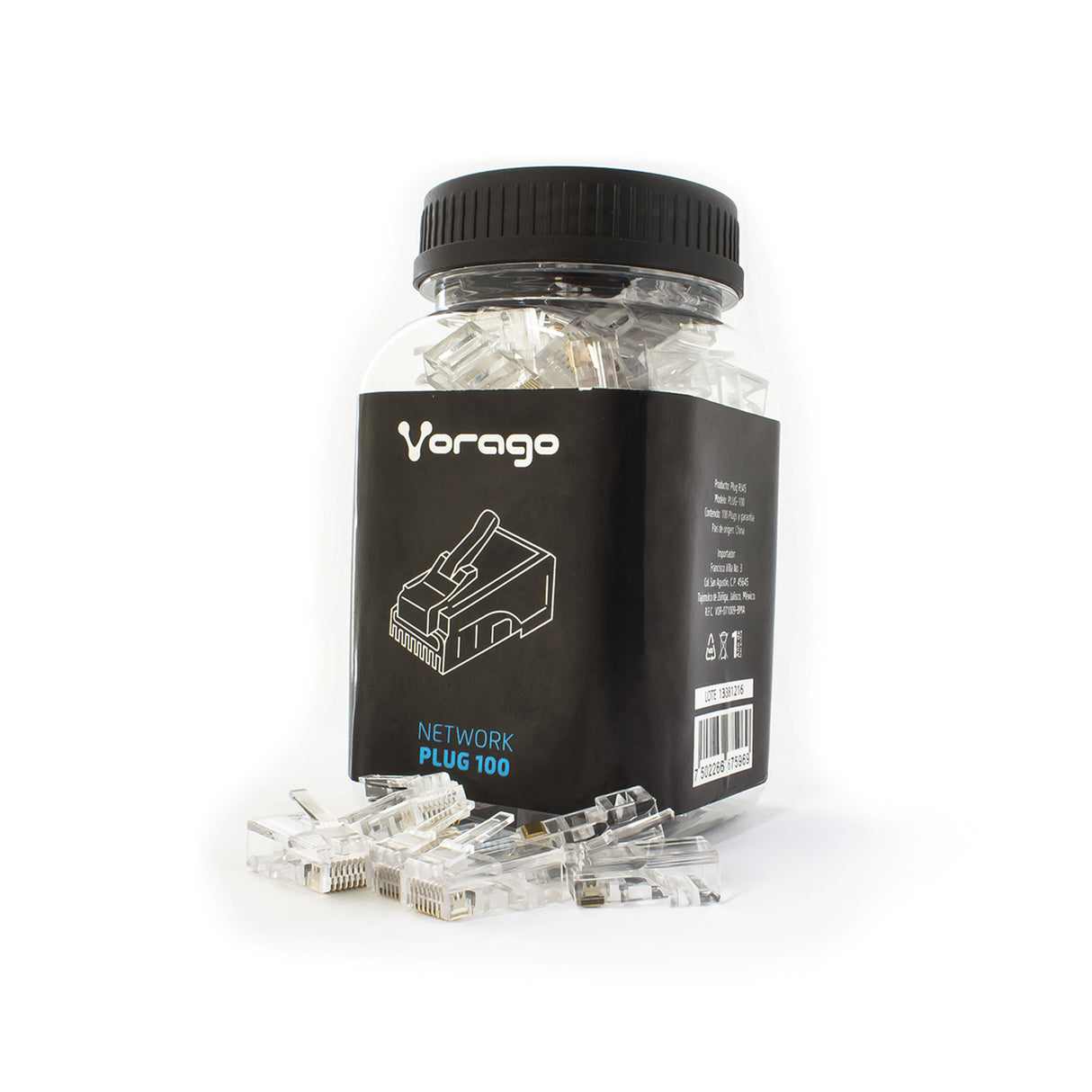 PLUG VORAGO PLUG-100 RJ45 CAT5 BOTE 100 PZAS