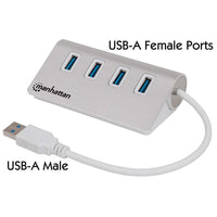 Manhattan Hub USB 3.0 SuperSpeed de 4 Puertos hubs de interfaz USB 3.2 Gen 1 (3.1 Gen 1) Type-A USB 3.2 Gen 1 (3.1 Gen 1) Type-A 4 4