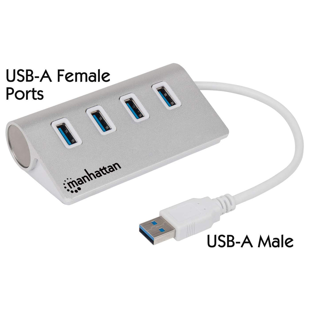 Manhattan Hub USB 3.0 SuperSpeed de 4 Puertos hubs de interfaz USB 3.2 Gen 1 (3.1 Gen 1) Type-A USB 3.2 Gen 1 (3.1 Gen 1) Type-A 4 4