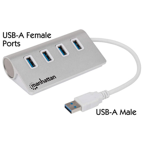 Manhattan Hub USB 3.0 SuperSpeed de 4 Puertos hubs de interfaz USB 3.2 Gen 1 (3.1 Gen 1) Type-A USB 3.2 Gen 1 (3.1 Gen 1) Type-A 4 4