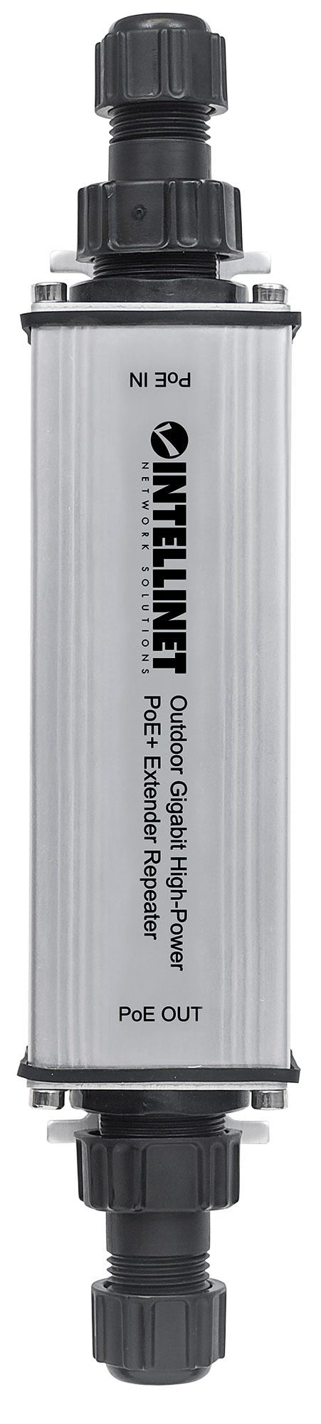 Intellinet Répéteur-extenseur PoE+ Gigabit extérieur haute puissance, IEEE 802.3at/af, portée jusqu’à 100 m, métal, IP65