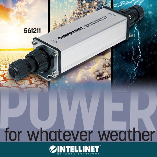Intellinet Répéteur-extenseur PoE+ Gigabit extérieur haute puissance, IEEE 802.3at/af, portée jusqu’à 100 m, métal, IP65