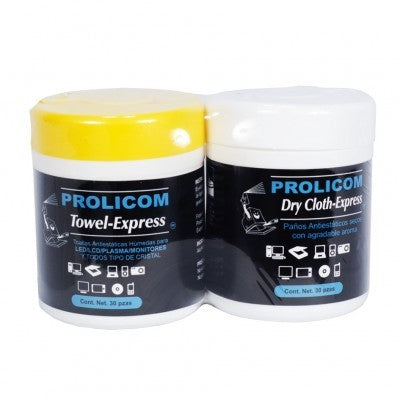 Prolicom TOWEL-30 kit de limpieza para computadora LCD/TFT/Plasma Paños secos y húmedos para limpiez