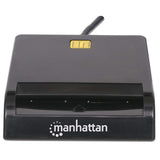 Manhattan Lector de tarjetas inteligentes con contacto USB-A, 12 Mbps, tipo fricción, externo, Windows o Mac, cable 105 cm, negro, 3 años de garantía lector de tarjeta inteligente Si 200000 Interior Negro