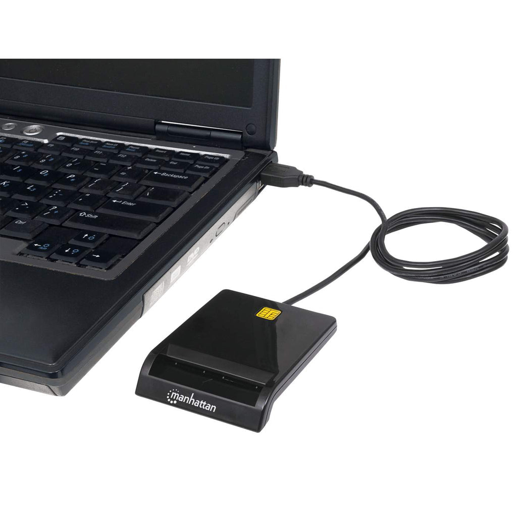 Manhattan Lector de tarjetas inteligentes con contacto USB-A, 12 Mbps, tipo fricción, externo, Windows o Mac, cable 105 