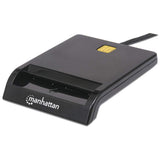 Manhattan Lector de tarjetas inteligentes con contacto USB-A, 12 Mbps, tipo fricción, externo, Windows o Mac, cable 105 cm, negro, 3 años de garantía lector de tarjeta inteligente Si 200000 Interior Negro