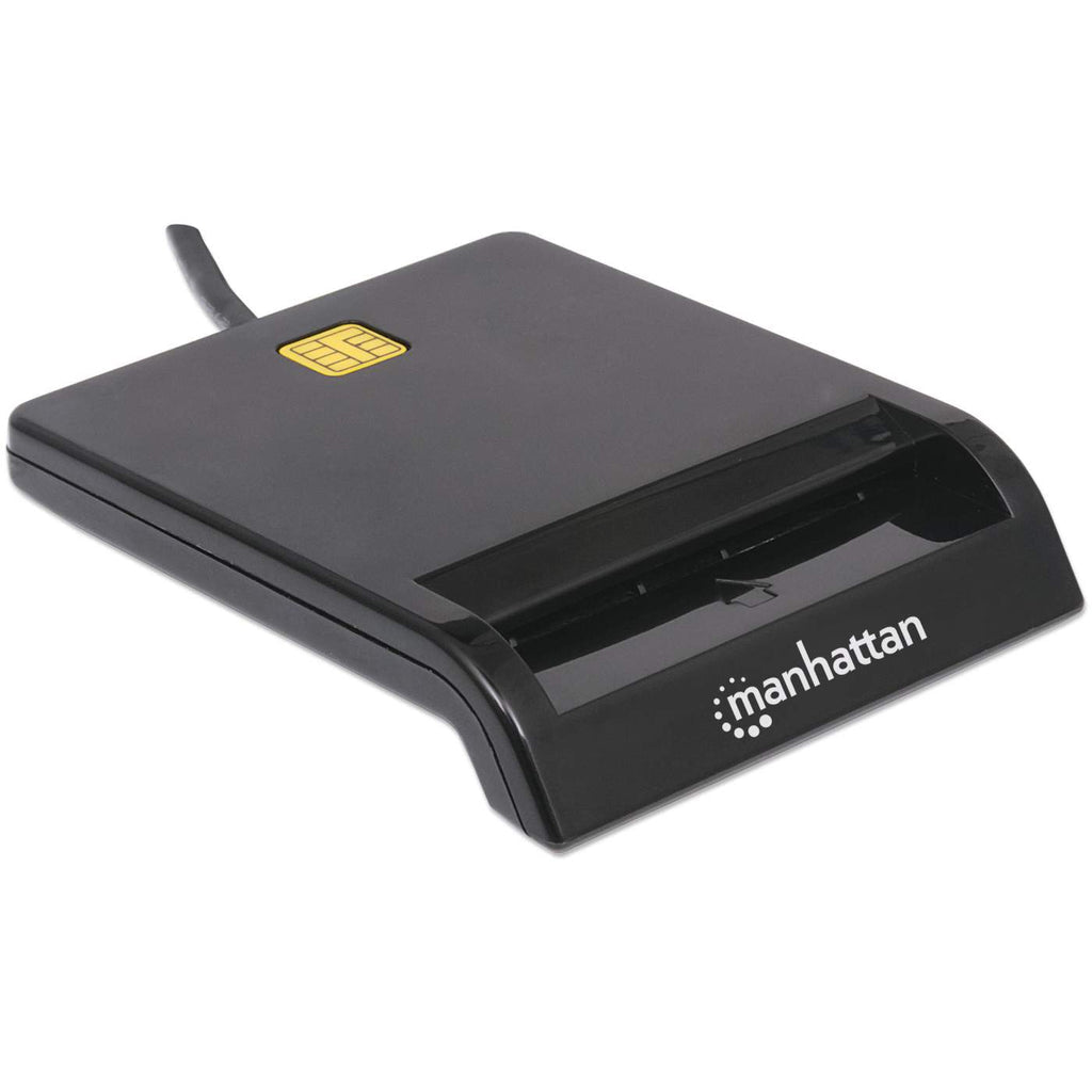 Manhattan Lector de tarjetas inteligentes con contacto USB-A, 12 Mbps, tipo fricción, externo, Windows o Mac, cable 105 cm, negro, 3 años de garantía lector de tarjeta inteligente Si 200000 Interior Negro