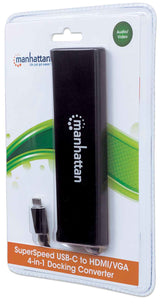 Manhattan Convertidor Docking USB-C Superspeed 4-en-1 a HDMI/VGA Laptop Alámbrico USB 3.2 Gen 1 (3.1 Gen 1) Type-C 2 1