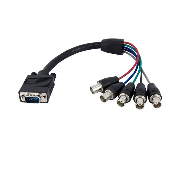 StarTech.com Cable de 30 cm Coaxial para Monitor HD15 VGA a 5 BNC RGBHV - Macho a Hembra Cable Derecho Derecho Níquel 0,3 m