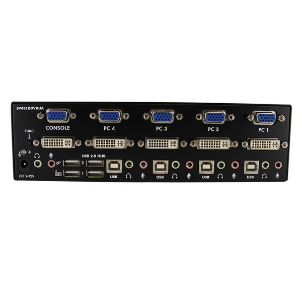 StarTech.com Conmutador Switch KVM 4 Ordenadores 2 Monitores Dobles DVI VGA Audio Puertos USB 1920x1440