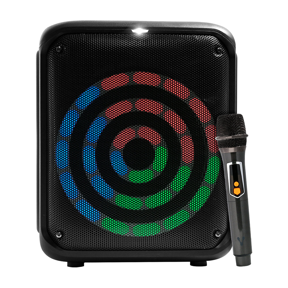 BAFLE VORAGO KSP-350 NEGRO 8" 30WATTS RMS TECNOLOGÍA DSP / USB / MSD/ 3.5MM /  RECARGABLE / TWS BT 5HRS CARGA USB TIPO C