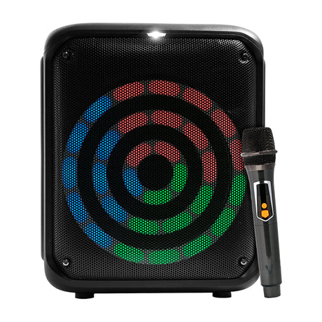 BAFLE VORAGO KSP-350 NEGRO 8" 30WATTS RMS TECNOLOGÍA DSP / USB / MSD/ 3.5MM /  RECARGABLE / TWS BT 5HRS CARGA USB TIPO C