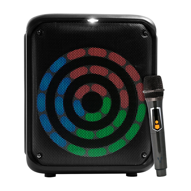 BAFLE VORAGO KSP-350 NEGRO 8" 30WATTS RMS TECNOLOGÍA DSP / USB / MSD/ 3.5MM /  RECARGABLE / TWS BT 5HRS CARGA USB TIPO C