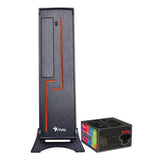 Gabinete Oficina Keelan Slim ITX Stylos 2xUSB 1.0+1xUSB 3.0+puerto 3.5mm+línea roja con fuente de poder 550W