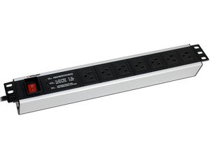 Barra supresor de picos de 7 contactos para rack 19", 2500W, 1U, protector sobretensión