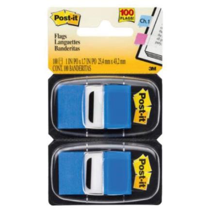 Banderitas 3M 680-BE2 Azul Estuche Doble con 50 c/u, Caja C/6 Estuches, 3 Pulgadas