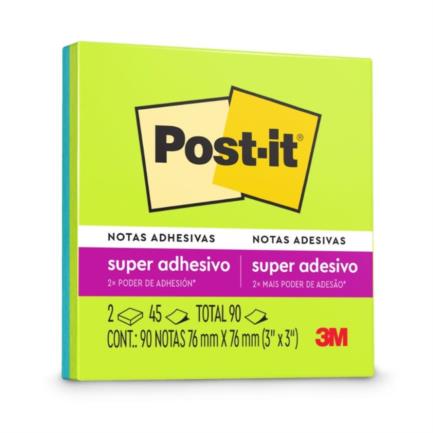 Notas Adhesivas Post It 3M Super Sticky Style Color Neón 2 Pads de 45 Hojas