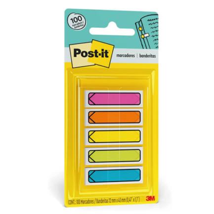 Banderitas 3M Post-it Flecha Neón 684-ARR2, 12mm x 43mm, 5 Bloques con 20 Banderitas para Marcado y Señalización