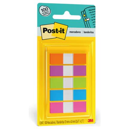 Banderitas 3M Post-it Autoadheribles Neón 12mmx43mm 5 Blocks 100 Banderitas
