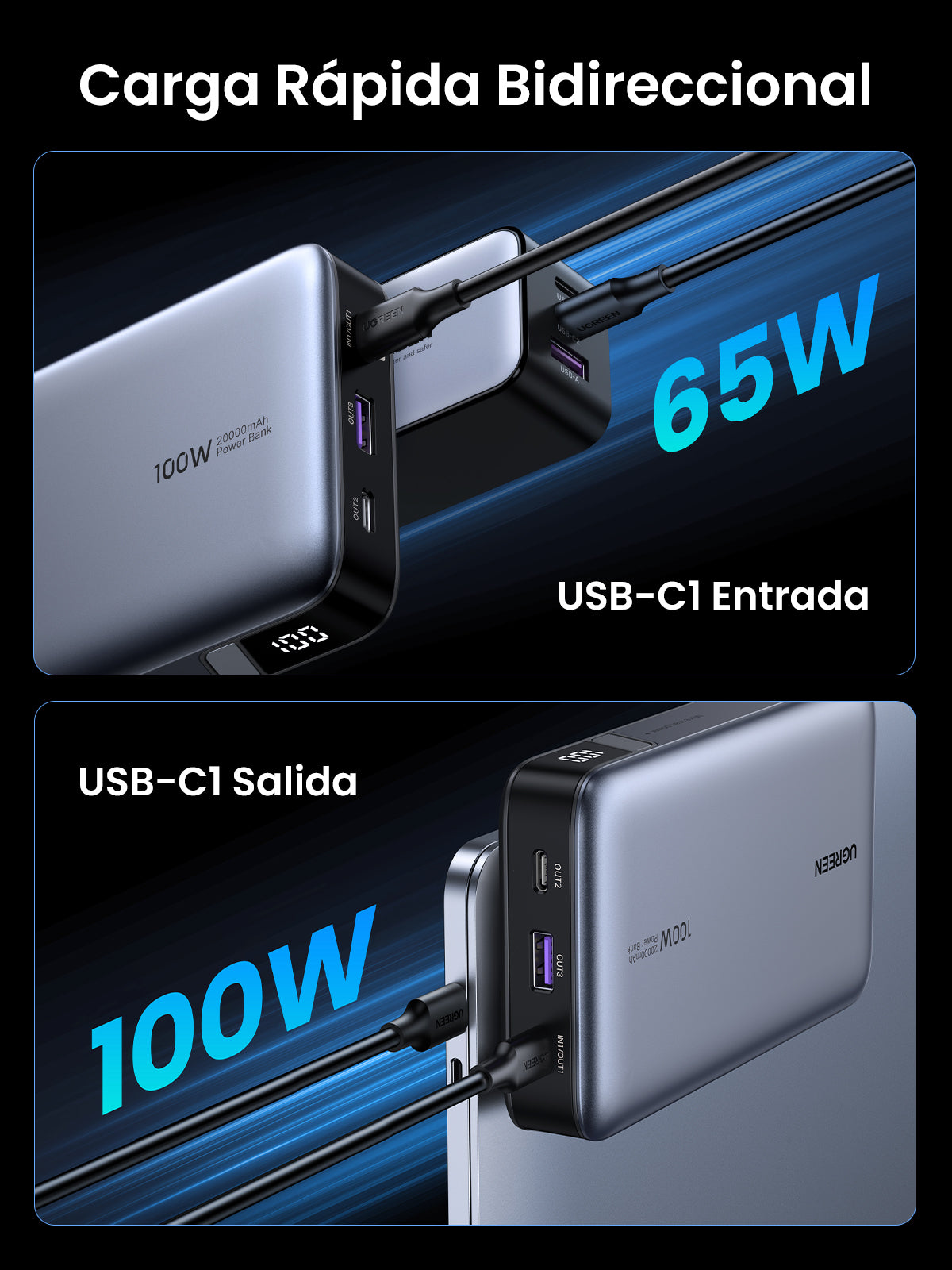 Ugreen 25188 batería externa 20000 mAh Gris
