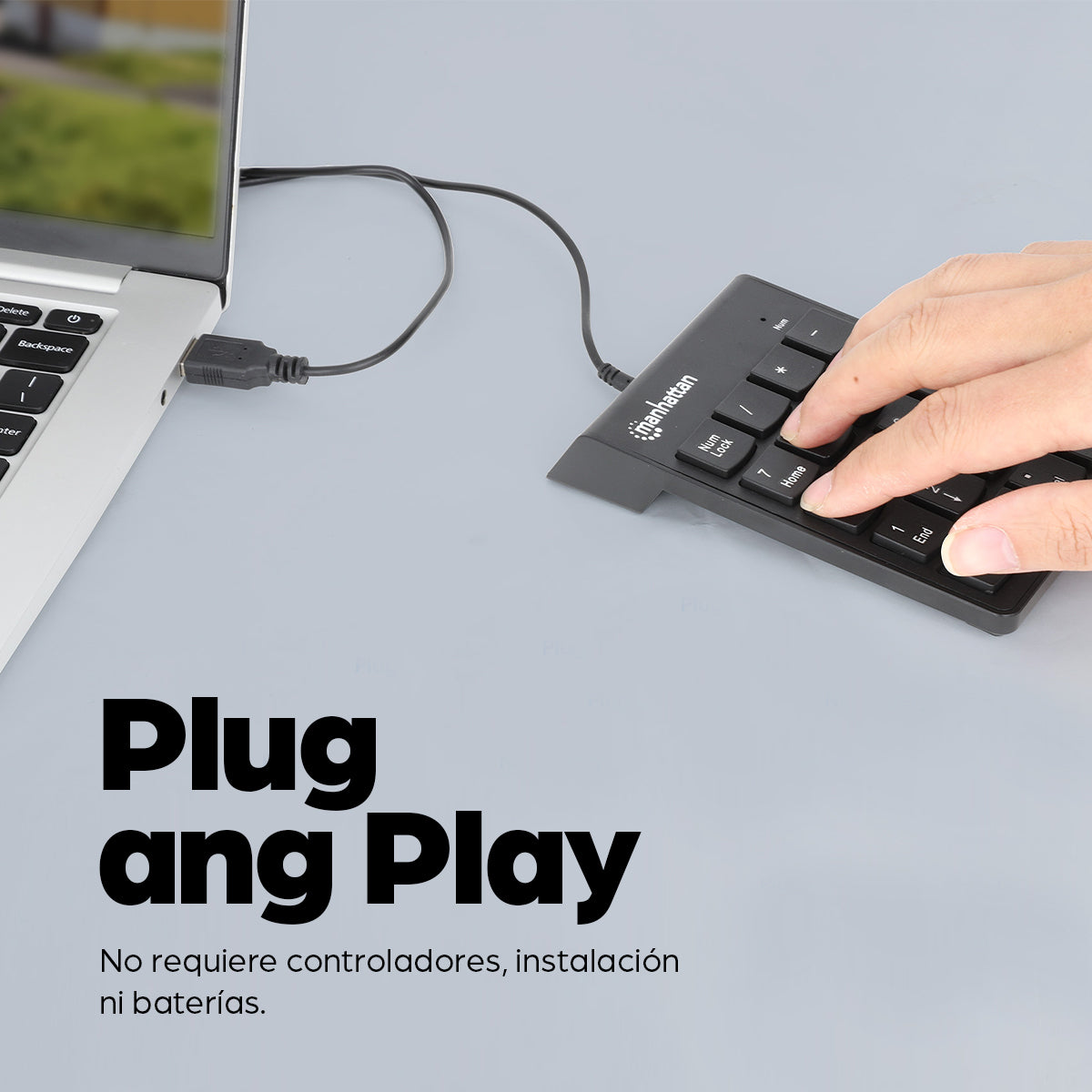 Manhattan Teclado numérico alámbrico Teclado Interruptor de membrana Universal USB 1,29 m
