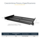 StarTech.com Bandeja Estante Ventilado de 1U para Armario Rack de Servidores de 19 Pulgadas - de 10 Pulgadas (254mm) de Profundidad - Acero de Servicio Pesado - Capacidad de 20kg - Negro Rack Cajón metálico para rack Negro Acero 20 kg