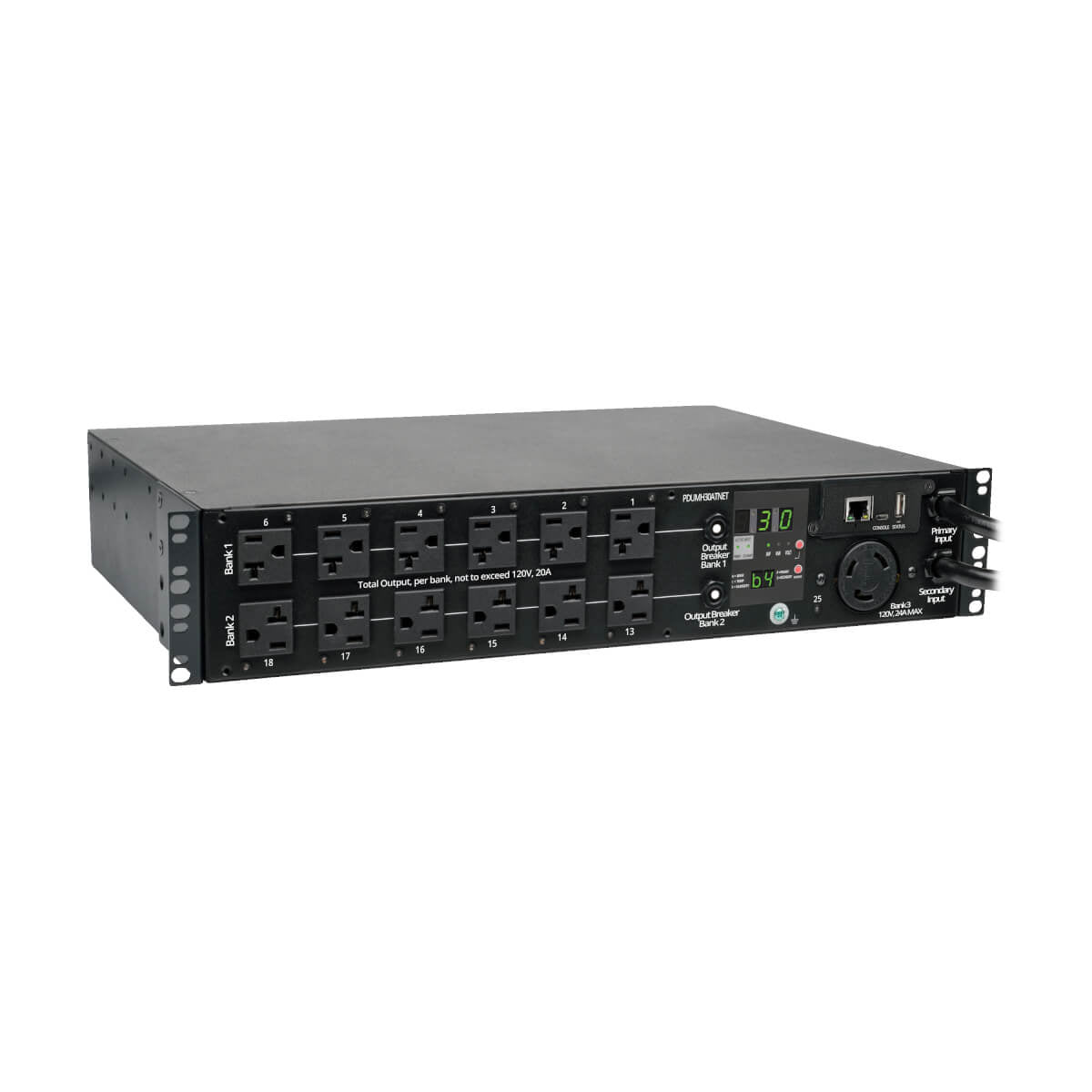 Tripp Lite PDUMH30ATNET PDU Monofásico con Medición Digital con Switch de Transferencia Automática 2.9kW, 2 Entradas L5-