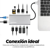 Manhattan Docking Station USB-C para Triple Monitor Laptop Alámbrico USB 3.2 Gen 1 (3.1 Gen 1) Type-C 4 2