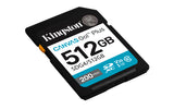 Kingston Technology 512GB SDXC Canvas Go Plus Gen4 200MB/s C10 UHS-I U3 V30 Memorias flash 512 GB SDXC Negro