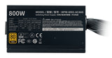 Cooler Master G800 Gold unidad de fuente de alimentación 800 W 24-pines ATX ATX Negro, 100 - 240 V, Activo