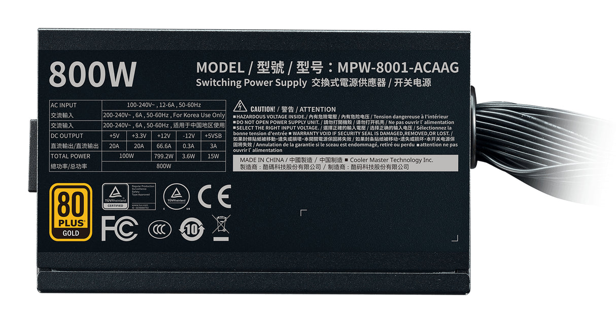 Cooler Master G800 Gold unidad de fuente de alimentación 800 W 24-pin ATX ATX Negro