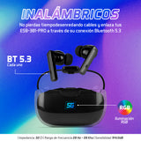 AUDÍFONOS VORAGO START THE GAME ESB-301-PRO TWS IPX6 LED