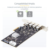 StarTech.com Tarjeta PCI Express de 4 Puertos USB-A - Tarjeta PCIe USB 3.2 de 5Gbps - 4 Controladores USB Independientes