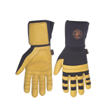 Klein Tools Guantes de Trabajo para Liniero / Cuero Blando / Nudillos Acolchados Doble Fila