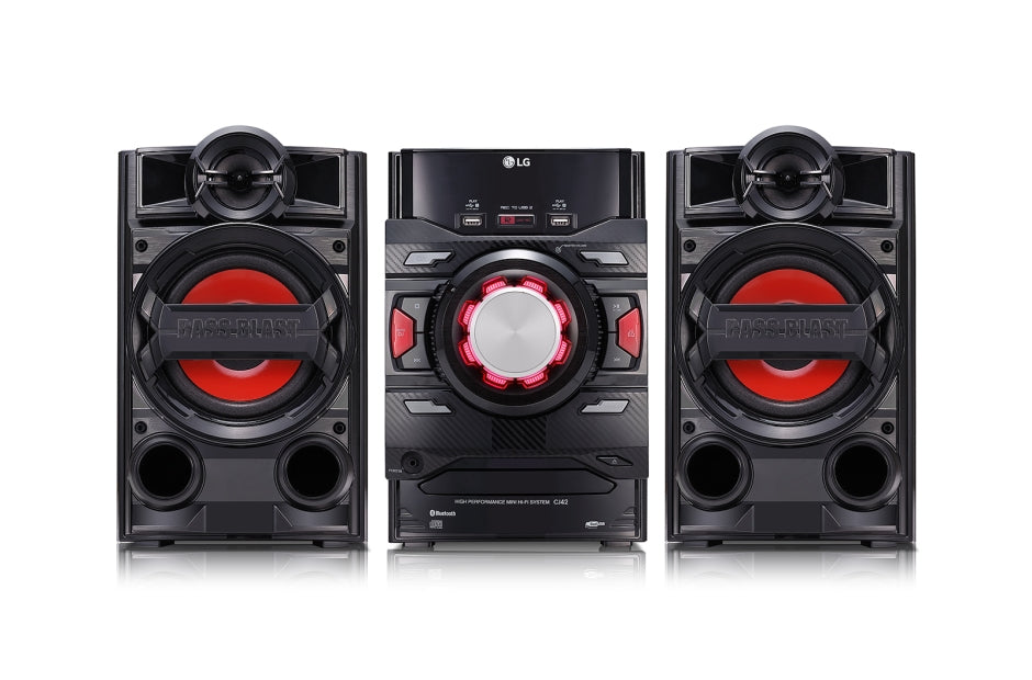 LG CJ42 sistemas de audio para el hogar Negro, Rojo Si 1 discos Frente