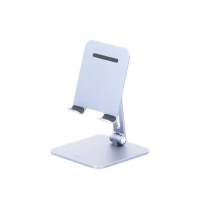 Soporte de Aluminio para IPad & Tablet | Plegable |Angulo Ajustable de 180° y 270° | Base Antideslizante | Protección  de Silicona | Amplia Compatibilidad con dispositivos de 7.9'' a 12.9'' | Aluminio Solido | Color Gris