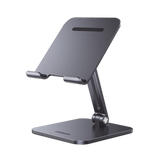 Soporte de Aluminio para IPad & Tablet | Plegable |Angulo Ajustable de 180° y 270° | Base Antideslizante | Protección  de Silicona | Amplia Compatibilidad con dispositivos de 7.9'' a 12.9'' | Aluminio Solido | Color Gris