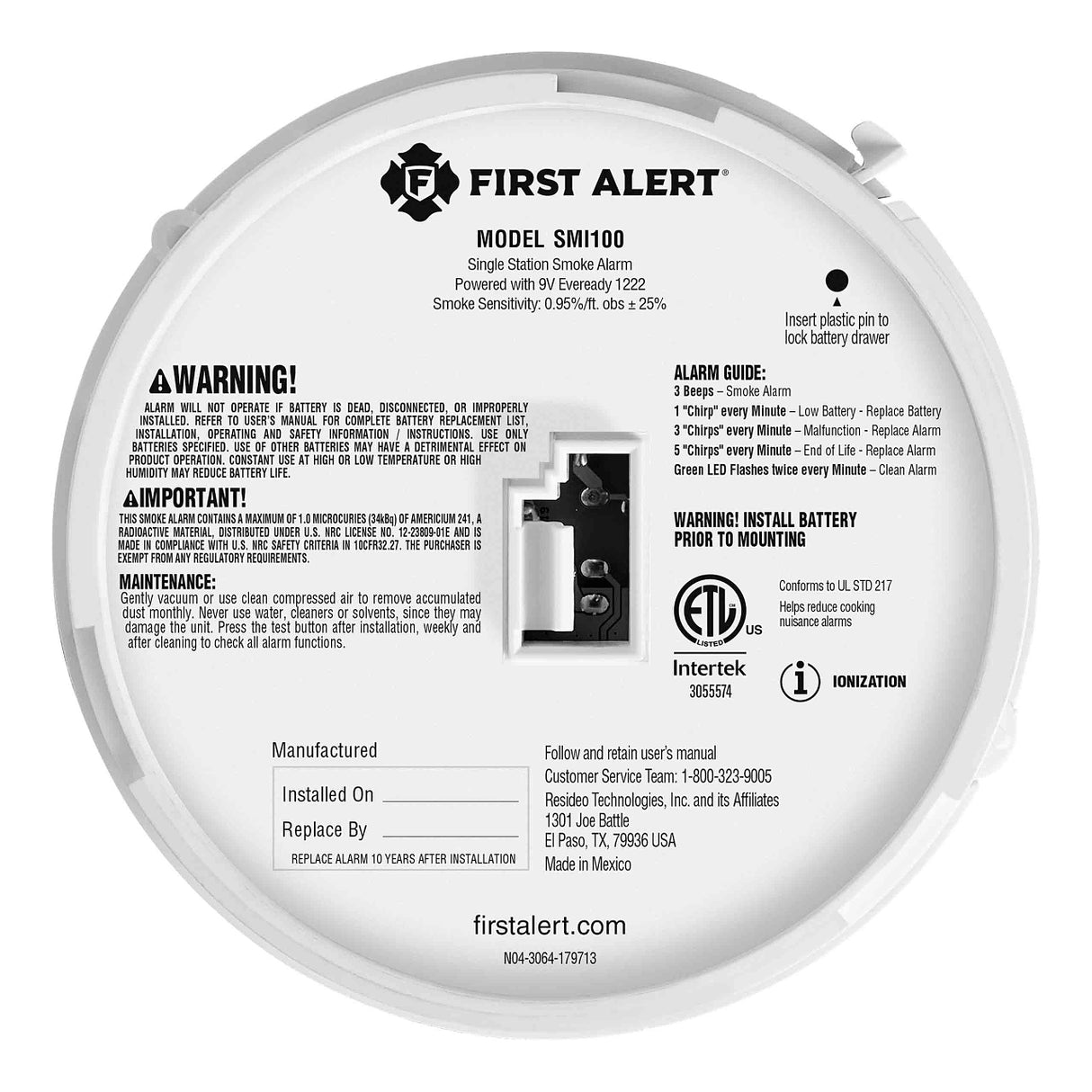 BRK 1046832 detector de humo Detector de ionización Inalámbrico