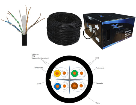 BOBINA XCASE UTP CAT 6 DE 305M NEGRO