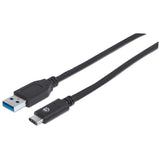 Manhattan Cable USB-C a USB-A, 1 m, macho a macho, 10 Gbps (USB 3.2 Gen 2 / USB 3.1), 3 A (carga rápida), negro, garantía de por vida, equivalente a USB31AC1M Cable USB 3.2 Gen 2 (3.1 Gen 2) USB A USB C Macho