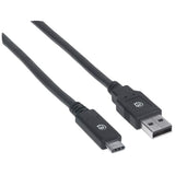 Manhattan Cable USB-C a USB-A, 2 m, macho a macho, 5 Gbps (USB 3.2 Gen1 / USB 3.0), 3 A (carga rápida), negro, garantía de por vida Cable USB 3.2 Gen 1 (3.1 Gen 1) USB C USB A Macho