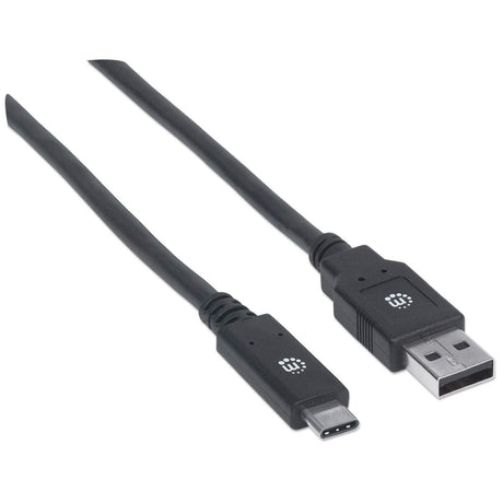 Manhattan Cable USB-C a USB-A, 2 m, macho a macho, 5 Gbps (USB 3.2 Gen1 / USB 3.0), 3 A (carga rápida), negro, garantía de por vida Cable USB 3.2 Gen 1 (3.1 Gen 1) USB C USB A Macho